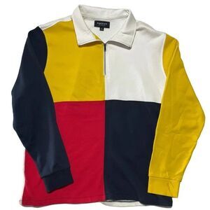 PacSun Colorblock Quarter-Zip Rugby Sweatshirt XL Y2K Streetwear Pullover.